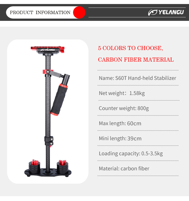 Yelangu S60T Red Orange Mini Video Camera Stabilizer