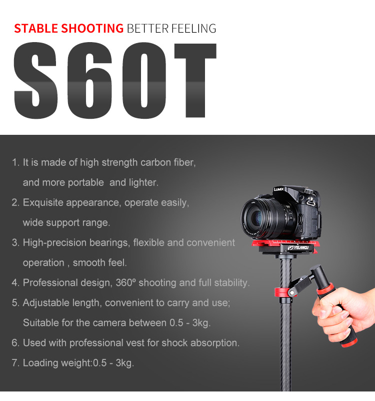 Yelangu S60T Red Orange Mini Video Camera Stabilizer