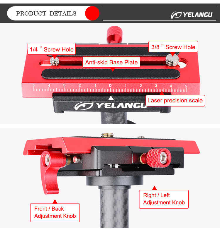 Yelangu S60T Red Orange Mini Video Camera Stabilizer