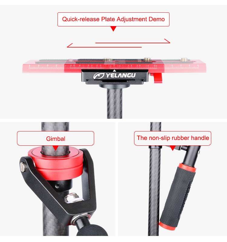 Yelangu S60T Red Orange Mini Video Camera Stabilizer