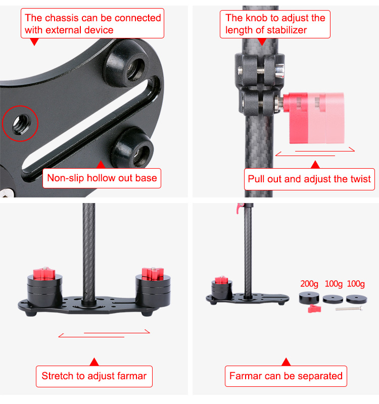 Yelangu S60T Red Orange Mini Video Camera Stabilizer