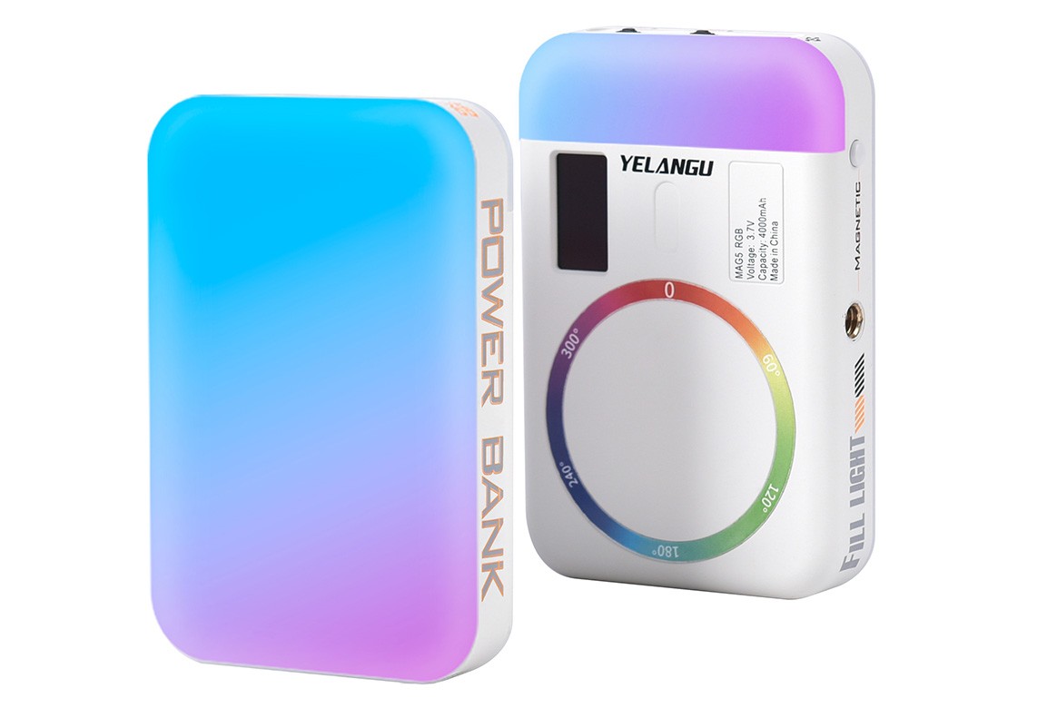 Yelangu MAG5 RGB Double-sided RGB fill light for mobile phone shooting and selfies, with wireless charging magnetic attachment